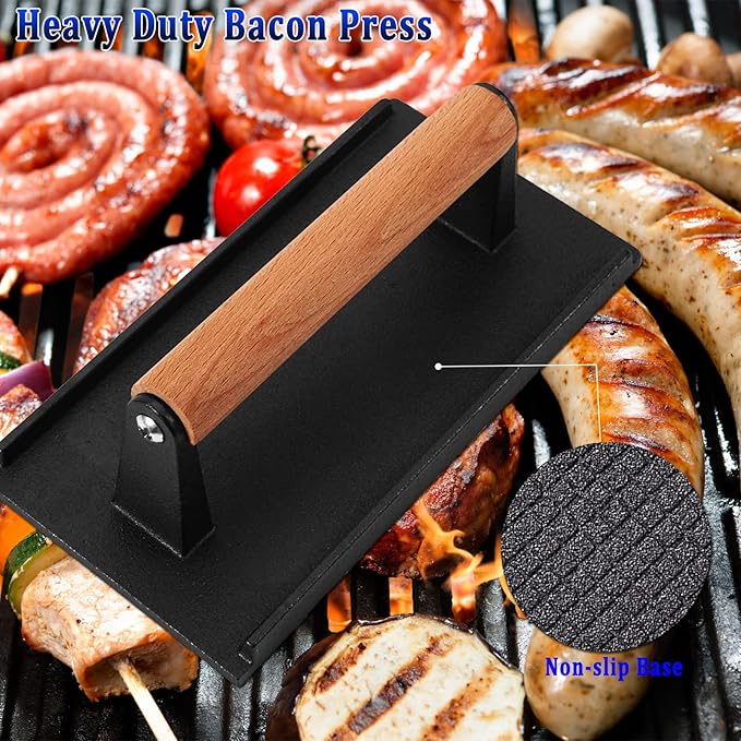 Breakfast Kit for Blackstone Grill, 7 Piece Griddle Accessories Set - Including Pancake Batter Dispenser, Bacon Press, Egg Rings, Hamburger Press Patty Maker