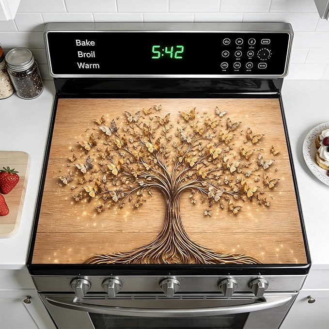 Stove Top Covers for Electric Stove: Heat Resistant Protector Glass Top Expands Counter Space, Stylish Kitchen Decor 28.5'' 20.5''