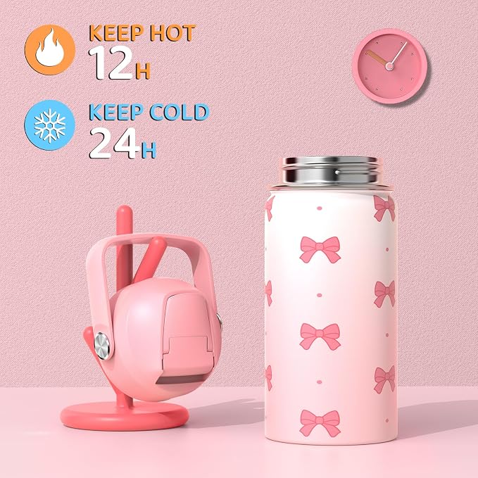 DIGOBAY Girls Backpack - Includes 14oz Insulated Water Bottle, Girls School Backpack Set with Lunch Bag & Pencil Case Teens for School (Black-Pink)