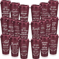 Skylety 40 Pack Bulk Christian Gifts for Men Women 16oz Reusable Bible Verse Tumbler Plastic Coffee Cup with Lid Inspirational Religious Church Gift for Teacher Graduation Party Favor (Burgundy)
