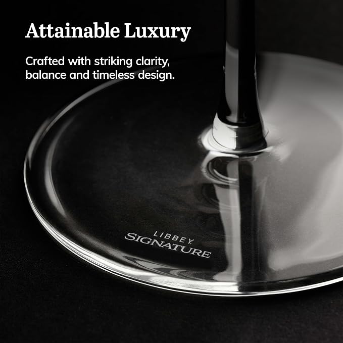 Libbey Signature Kentfield Wine Glasses, 13.25-Ounce, Set of 4, Made in USA, Dishwasher Safe, Classic Stemmed Glassware, Gift Box