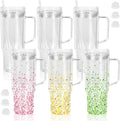 CHLJAR 40 Oz Acrylic Snow Globe Tumbler with Handle, 6 Pack Pre-Drilled Double Wall Plastic Clear For Glitter Snow Globe Diy, Double Wall For Glitter snow globe, Snowglobe Tumbler Supplies