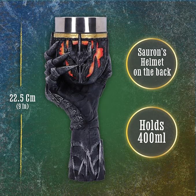 Nemesis Now Lord of the Rings Goblet - Hand-Painted Themed Drinkware, Perfect Collectible for LOTR Fans and Enthusiasts - Sauron