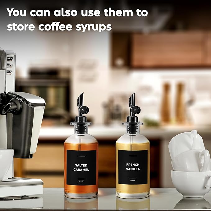 Spaceneat Olive Oil Dispenser Bottle for Kitchen, 11.8 fl oz, Silver & Black Bundle