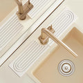 U Shape Sink Draining Mat Behind Faucet, Super Absorbent Diatomite Fast Drying Stone, Quick Drying Splash Guard, Prevents Moisture Buildup, Around Faucet Drip Mat for Kitchen Bathroom Counter, White