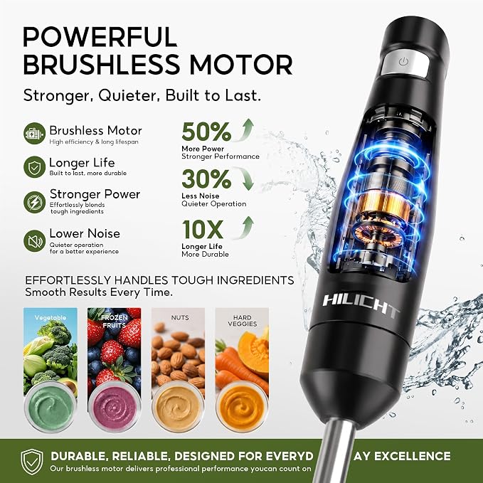 Cordless Immersion Blender, 3-in-1 Hand Blender with Charger | Blend Anywhere: Wall Charger, Brushless Motor, Whisk & Frother, 60+ Bowls, Smoothies, Soup, Baby Food