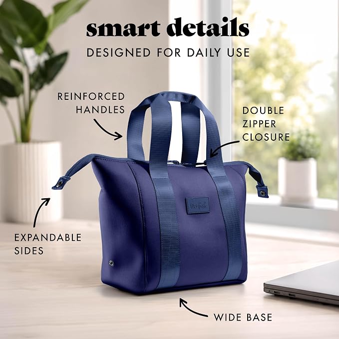 Fit & Fresh Remi Lunch Bag for Women Work – Neoprene Lunch Tote with Containers & Ice Pack, Reusable Meal Prep Lunch Box, Large Capacity, Machine Washable