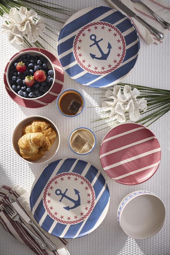 Oneida Dinnerware Sets, 24 Seven Melamine Aweigh We Go 18-Piece Dinnerware, Set for 6, Service For 6, Melamine Material, Dishwasher Safe, Plates And Bowls, Dinner Dishes, Kitchen (Assorted, 18 Piece)