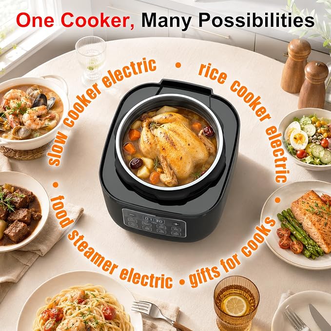 Fullwill Electric Pressure Cooker Lite 3 Quarts,7 in1,Slow Cooker, Rice Cooker,Steamer, Sauté, Warmer, Olla de Presion Nonstick Pot