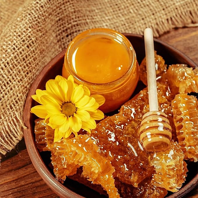 100Pcs 3 inch Honey Dipper Sticks - Wooden Honey Dipper, 3 Inch Mini Honeycomb Stick, Honey Stirrer Stick for Honey Jar Dispense Drizzle Honey and Wedding Party Present