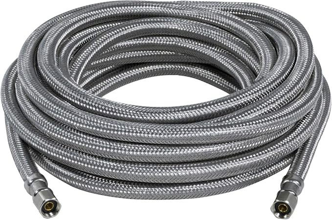 Certified Appliance Accessories Ice Maker Water Line, 25 Feet, PVC Core with Premium Braided Stainless Steel & Ice Maker Water Line, 10 Feet, PVC Core with Premium Braided Stainless Steel