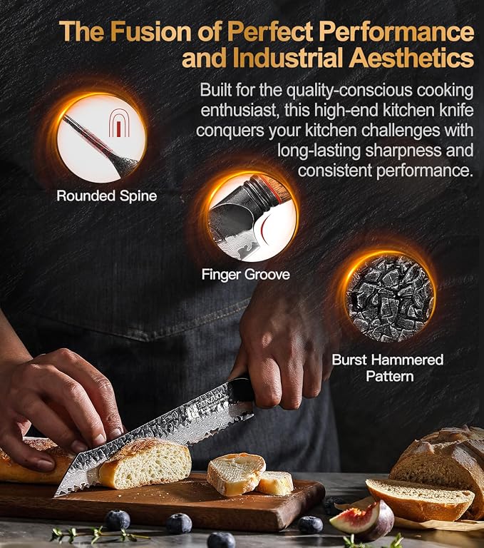 XINZUO Bread Knife For Homemade，Serrated Bread Knife 8.5 Inch Damascus Steel Sharp Slicer Less Crumbs For Bagels, Sourdough, And Soft Produce With Wood Handle