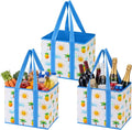 VENO 3 Pack Reusable Grocery Bags, Shopping Bags for groceries, Utility Tote with Handles and Hard Bottom, Foldable Shopping Cart Organizer, Heavy-Duty (Tropical Island, 6 Gallon-3 Pack)