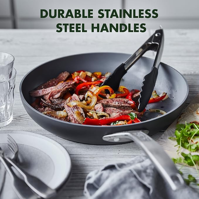 GreenPan Paris Pro Hard Anodized Healthy Ceramic Nonstick, 12" Frying Pan Skillet, PFAS-Free, Dishwasher Safe, Grey