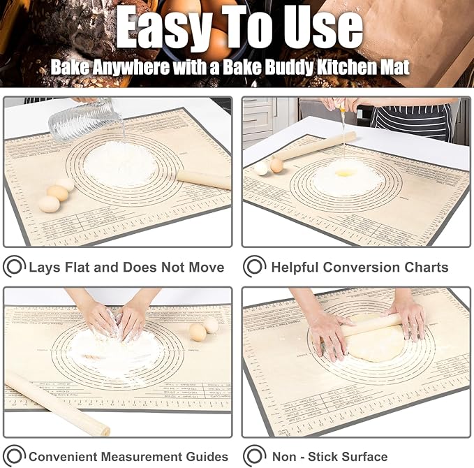 Silicone Pastry Mat 34''By 26'' Nonstick Baking Mats Extra Large Counter Mat for Dough Rolling, Pastry, Pie Crust, Fondant, Cookies, Bread, Pasta, Pizza Mat