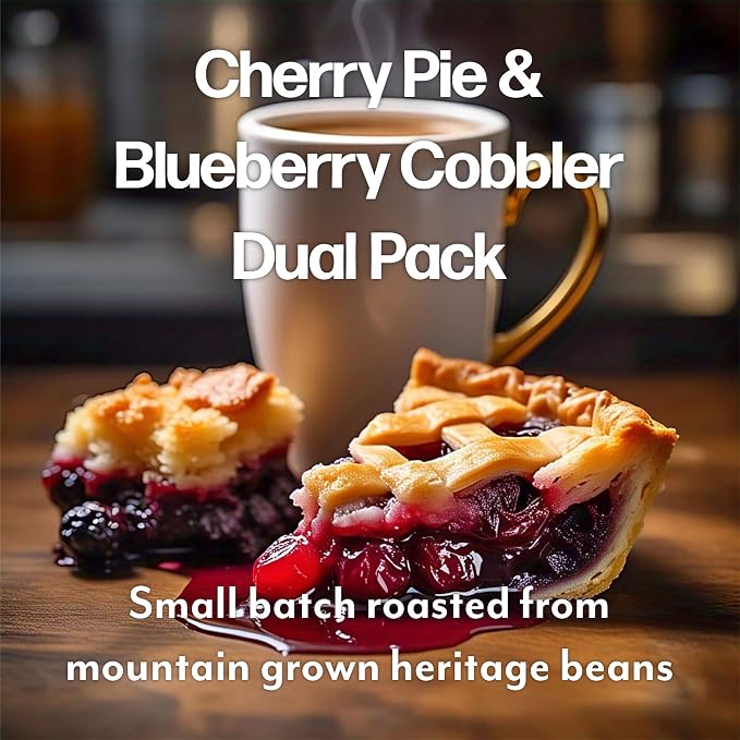 Maud's Cherry & Blueberry Flavored Coffee Pods, 22ct, Medium Roast Flavored Coffee in Single Serve Pods – 100% Arabica Beans, Compatible with Keurig K Cups Maker