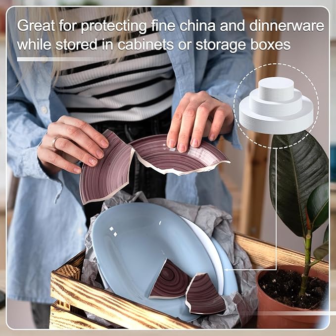 Mixweer Felt Plate Dividers for Plate Storage Set of 120 and 3 Sizes Soft Saucer Protectors Round Pan Separators Protectors Thick Dish Pads for Protecting Stacking Your Cookware(White)