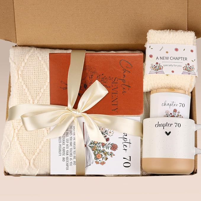 70th Birthday Gifts for Women, Unique Chapter 70 Year Old Birthday Gifts for Women Happy 70th Bday Gift Basket for Her Turning 70 Year Old Gift Box Ideas for Woman Wife Mom Grandma Sister Friend | Chapter 70