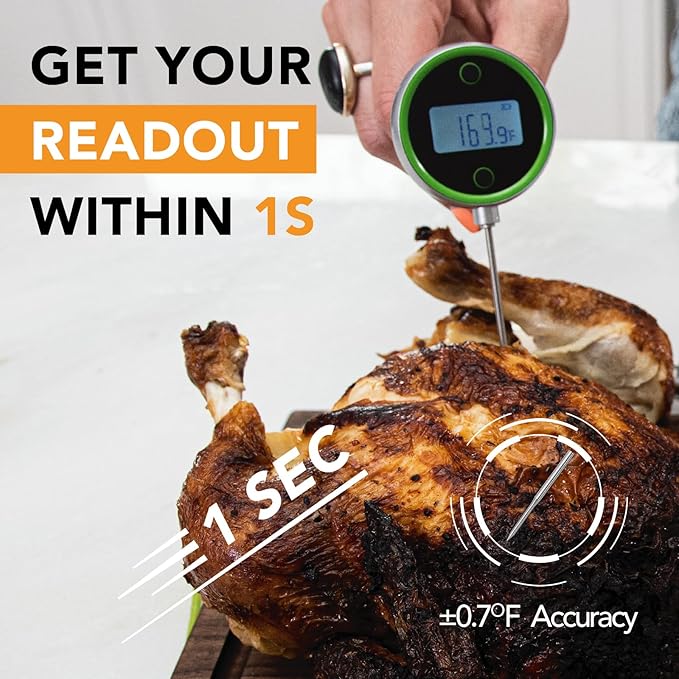 CHEFSTEMP Instant Read Meat Thermometer, 1-Second Meat Thermometer, Digital Meat Thermometer for Grilling, Food, BBQ, Kitchen Cooking, Oil Deep Frying & Candy (Nobility Blue Pocket Pro)