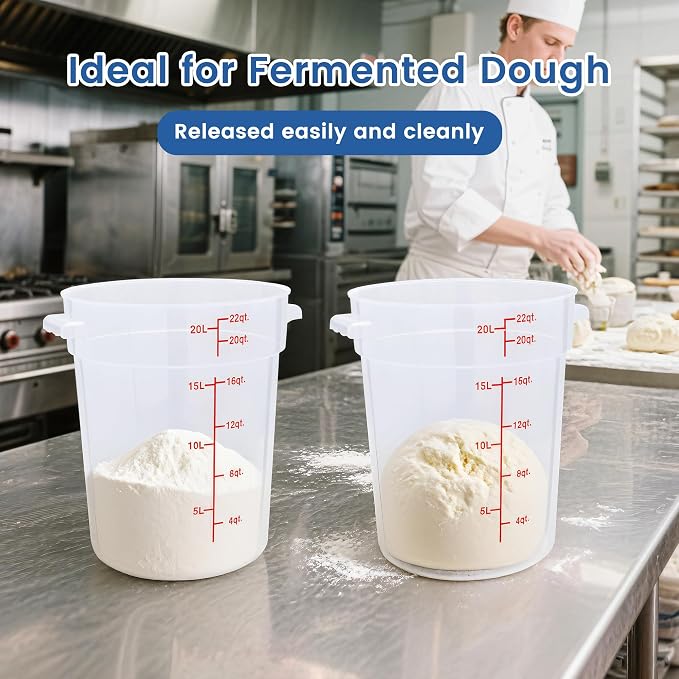 4 Pack 4QT Round Food Storage Containers with Lids | NSF, BPA-free PP containers with scale, label and measuring cup, stackable for prep, storage, freezer. Dishwasher safe