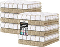 Homaxy Premium Cotton Kitchen Dish Cloths 12"x 12", Natural Ring Spun 390 GSM Dish Rags, Super Absorbent Terry Dish Towels, Soft Dishcloths with Hanging Loop, Tan Check Design, 12 Pack