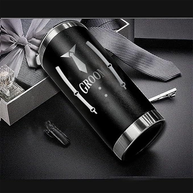 PartyGifts&beyond Groomsmen Gifts, 7Packs Bachelor Party Gifts Tumblers, Team Groom Cups 20 OZ Stainless Steel Tumbler with Lid and Straw for Wedding and Groomsman(Team Groom)