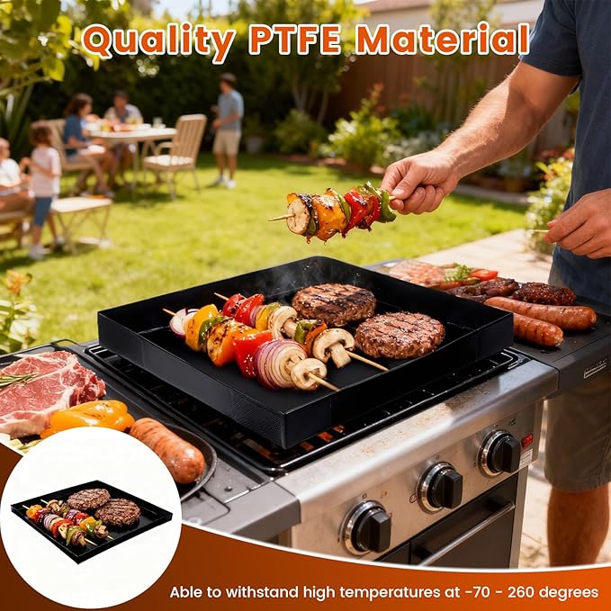 Professional-Grade 2-Pack PTFE Solid Oven Baskets, 11x11x1 Inch Non-Stick Solid Oven Trays for Commercial Kitchens & High-Volume Cooking