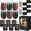 Patelai 30 Pcs Thank You Gift Set for Colleague 12oz Stainless Steel Coffee Mug Wood Grain Cups with Lid and Straw Pens Card Bags Set for Coworker Fathers Day Husband Male Friends Staff