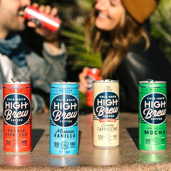 HIGH Brew Coffee Cold Brew Coffee + Protein, Creamy Cappuccino, 8 Oz Can, 12/pack