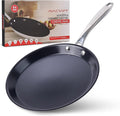 AVACRAFT 10 inch (9.4”) Nonstick Ceramic Coating Stainless Steel Crepe Pan, Tawa, Dosa Tortilla Pan, Compatible with All Stovetops, PFOA, PTFE Toxin Free