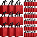 Eccliy Reusable Gift Bags Set Glossy Grocery Gift Tote Bag with Handle for Wedding, Bridal Shower, 4th of July, Summer Event(12 x 11 x 4.7 I Inch,Red,80 Pcs)