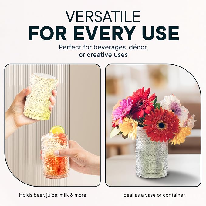15 OZ Hobnail Drinking Set, Clear | Set of 12