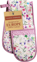 Maison d' Hermine Double Oven Mitts 100% Cotton 7"x35" Double Oven Mitt Heat Resistant BBQ Cooking Gloves with Loop Baking Grilling Gifts for Mothers Day Spring Summer (Chardon)