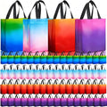 Eccliy Reusable Gift Bags Set Glossy Grocery Gift Tote Bag with Handle for Wedding, Bridal Shower, 4th of July, Summer Event(10 x 8 x 4.7 Inch,Gradient Color,80 Pcs)