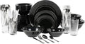 10 Strawberry Street Nova Black Round 62-Piece Dinnerware Set, Service for 6