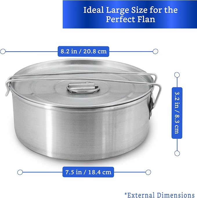 Flan Mold with Lid - Authentic Mexican Flan Pan - Flan Molds for Baking with Water Bath - Molde para Flan Baño Maria - Flaneras Moldes con Tapa