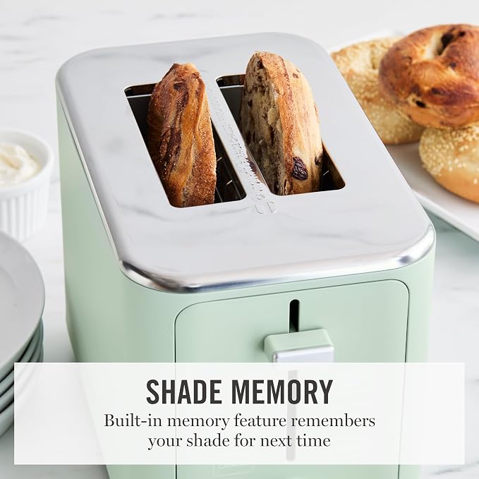Martha Stewart 2 Slice Toaster, 10 Shade Settings with Defrost, Cancel, Bagel & Gluten-Free, Extra-Wide Self-Centering Slots for Waffles & Artisan Bread, Removable Crumb Tray, Cord Wrap, Honeydew
