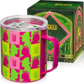 Dragon Glassware x Wicked 12 oz Stainless Steel Camp Mug with Lid - Insulated Camping Mug for Coffee, Tea, Matcha, Hot Beverages - Pink
