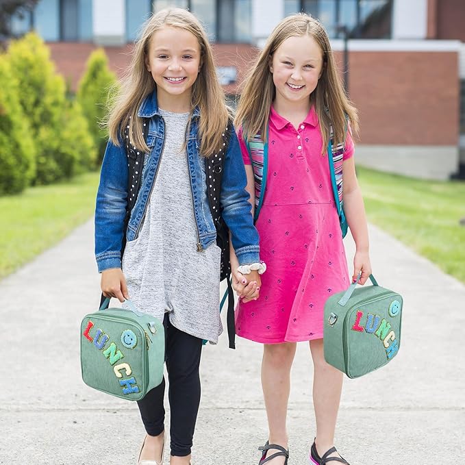 Lunch Box with Bento Box, with Leak Proof Thermo Food Jar, Preppy Corduroy Insulated Lunch Bag for Boys Girl Kids Teens School Travel Picnic