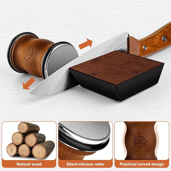 Rolling Knife Sharpener Tool Kit, Multi-Angle Magnetic Roller Sharpeners for Kitchen Knives, Diamond&Ceramic Knife Sharpening System Set, Offers 12&15&20&25 Degree Sharpening