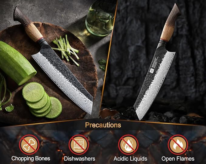 XINZUO 8.3 Inch Kiritsuke Chef Knife, Forged 67 Layers 10Cr15Comov High Carbon Damascus Steel Professional Kitchen Knife,Super Sharp，White Oak + Red G10 Gasket Handle