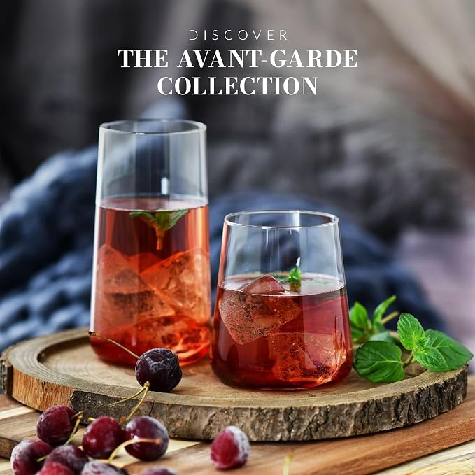 Krosno Tall Water Glasses, Set of 6, 18.3 oz, Avant-Garde Collection, Lightweight Crystal Glass, Perfect for Everyday, Dishwasher Safe, Made in Europe