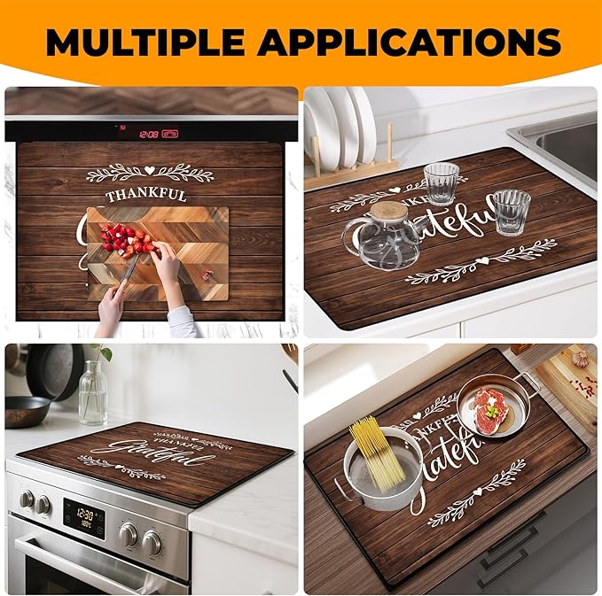 Stove Top Cover- Mat for Electric Stove Protector with Anti-Slip Rubber Coating Dish Drying Mats Scratch-Resistant (Board, 28.5" x 20.5")