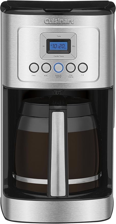 Cuisinart Coffee Maker, 14-Cup Glass Carafe, Fully Automatic for Brew Strength Control & 1-4 Cup Setting, Stainless Steel, DCC-3200P1 & GTF-B Gold Tone Coffee Filter, Basket, Burr Mill