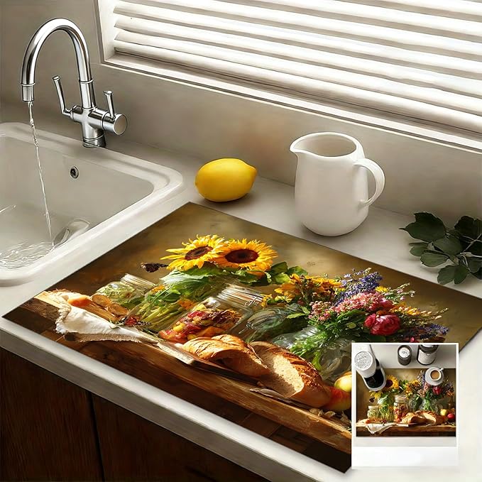 Stove Top Cover for Electric Stove 28.3×20.5 inches, Sunflower Kitchen Stove Cover Board, Heat Resistant Stove Top Protector with Food Still Life (warm yellow)