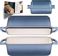 11x5 Inch Cast Iron Loaf Pan with Lid, Large Loaf Pans for Sourdough Bread Baking, Even Heat Distribution Dutch Oven Bread Pan for Homemade Bread, Meatloaf (5.8Qt, Seasalt)