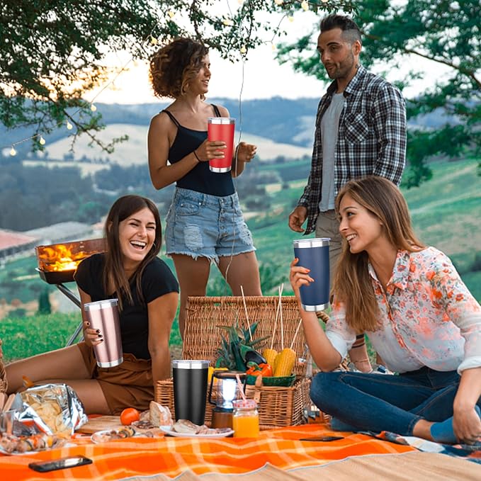 20oz Tumbler with Lid Stainless Steel Insulated Tumblers Travel Coffee Tumbler Bulk Double Wall Vacuum Insulated Water Cup Gifts for Christmas Women Men Her Him Home Office(Rose Gold, 1pack)