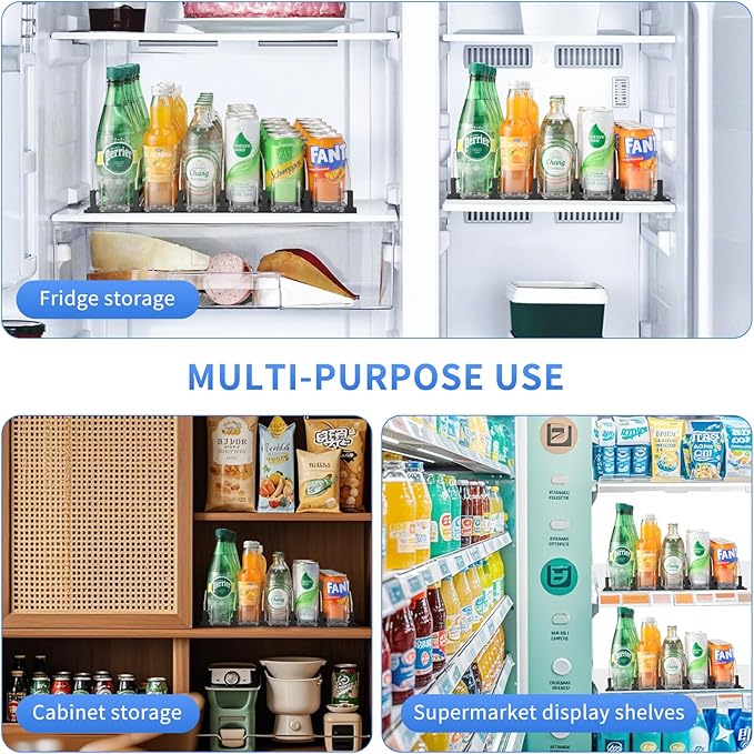 Drink Organizer for Fridge, Soda Can Dispenser for Refrigerator, Automatic Self-Pushing Drink Pusher, Space-Saving Fridge Storage, Holds up to 25-30 Cans, 5 Row