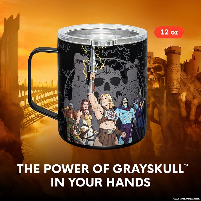 Dragon Glassware x Masters of the Universe (MOTU) Stainless Steel Camp Mug - 12 oz Insulated Camping Mug for Coffee, Tea, Matcha, Hot Beverages - Official 2026 Movie Merch - MOTU