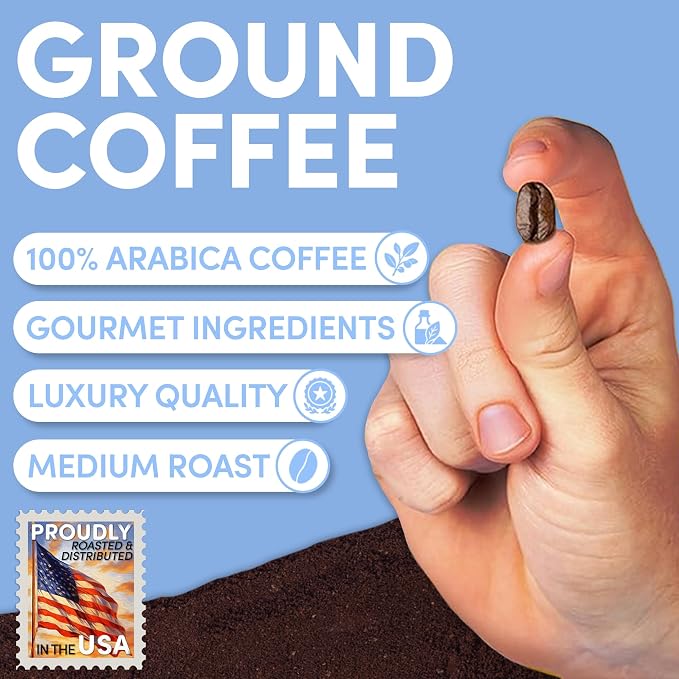 2 lb French Vanilla Ground Coffee | Vanilla Flavored Coffee Medium Roast | Bulk Smooth Sweet Ground | Specialty Grade | 32 oz